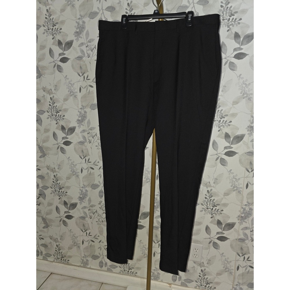 Haggar Mens Classic Fit Premium Stretch Dress Pants Black 40x32 Flat Front